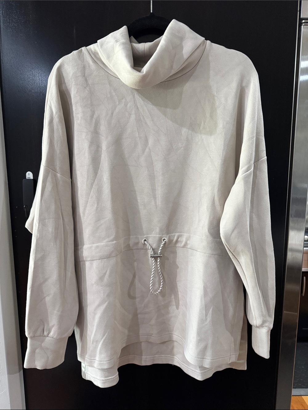 Varley Cream Drawstring Cowl-Neck Sweatshirt
